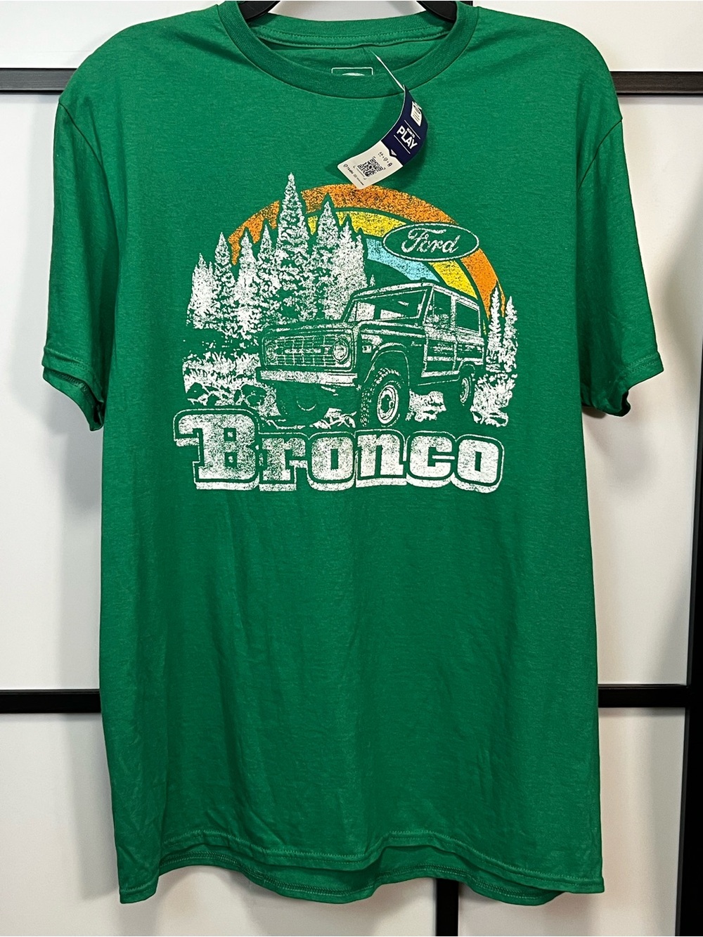Ford Men’s Green Retro Classic Bronco Graphic T‑Shirt
